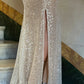 Elegantes rosa glitzerndes Pailletten-Meerjungfrauen-Spaghettiträger-Ballkleid Partykleid Abendkleid DP6472