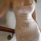Elegantes rosa glitzerndes Pailletten-Meerjungfrauen-Spaghettiträger-Ballkleid Partykleid Abendkleid DP6472