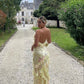 Charming Floral V-neck Spaghetti Strap Ruffle Mermaid Long Prom Dress Party Dress Evening Dress DP6488
