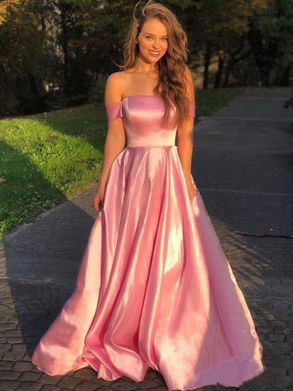 A-Line Off-the-Shoulder Long Prom Dress Formal Evening Dresses,DP0254