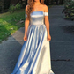 A-Line Off-the-Shoulder Long Prom Dress Formal Evening Dresses,DP0254