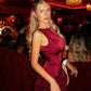 Vintage Burgundy Satin Short Sheath Party Dress Cocktail Dress Homecoming Dress DP6487