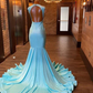 Gorgeour Open Back Long Mermaid Beding Black Girl Prom Dress, DP2315