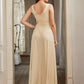 Elegantes V-Ausschnitt A-Linie Satin High Slit Partykleid Abendkleid Brautjungfernkleid DP6303