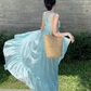 Simple Fashion Mint Green Ruffled Hem Design A-line Beach Holiday Halter Dress, DP5930