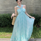 Simple Fashion Mint Green Ruffled Hem Design A-line Beach Holiday Halter Dress, DP5930