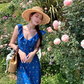 New Fashion Navy Blue Floral Design Elegant Beach Holiday A-line Sleeveless Women Dress, DP5933