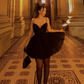 Fashion Black Spaghetti Strap Design A-line Tulle Party Dress Homecoming Dress, DP5870