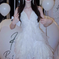 Vintage White Lace V-neck A-line Tulle Short Party Dress Homecoming Dresses, DP5973