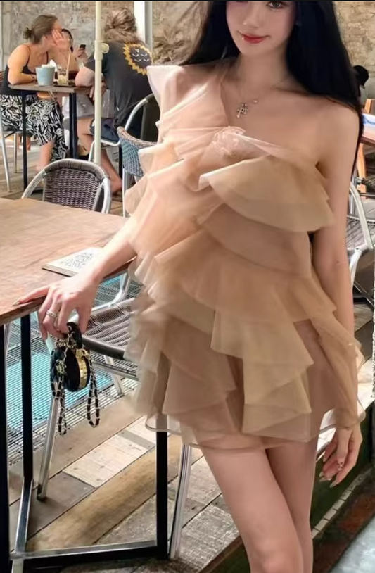 Retro Grünes A-Linien-Partykleid mit Applikationen aus Tüll und langen Ärmeln, Homecoming-Kleid, DP5966