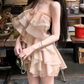 Retro Grünes A-Linien-Partykleid mit Applikationen aus Tüll und langen Ärmeln, Homecoming-Kleid, DP5966