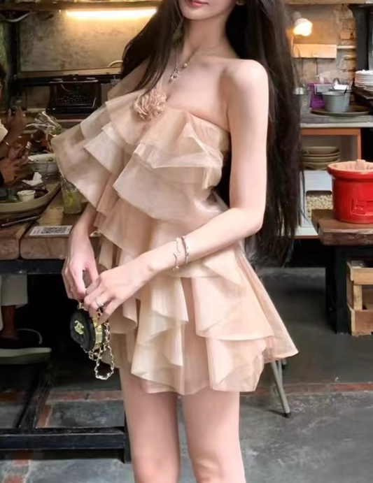 Retro Grünes A-Linien-Partykleid mit Applikationen aus Tüll und langen Ärmeln, Homecoming-Kleid, DP5966