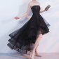 Vintage Black Strapless Ruffled Hem Design A-line Tulle Party Dress Homecoming Dress DP6075