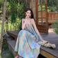 Elegantes ärmelloses Sommerkleid mit Spaghettiträgern im Vintage-Stil mit Blumenmuster für den Strandurlaub, A-Linie, DP6263
