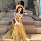 Vintage Gelb Bohemian Stil Design Elegante Strand Urlaub A-Linie Ärmelloses Neckholder Kleid DP6261