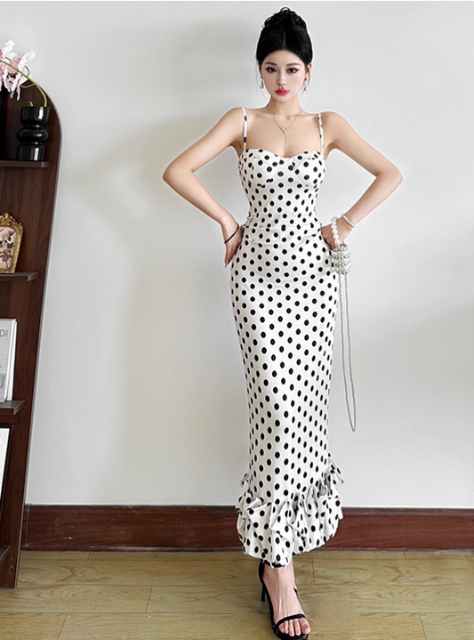Schlichtes Vintage Spaghettiträger Etui Sommerkleid DP6348