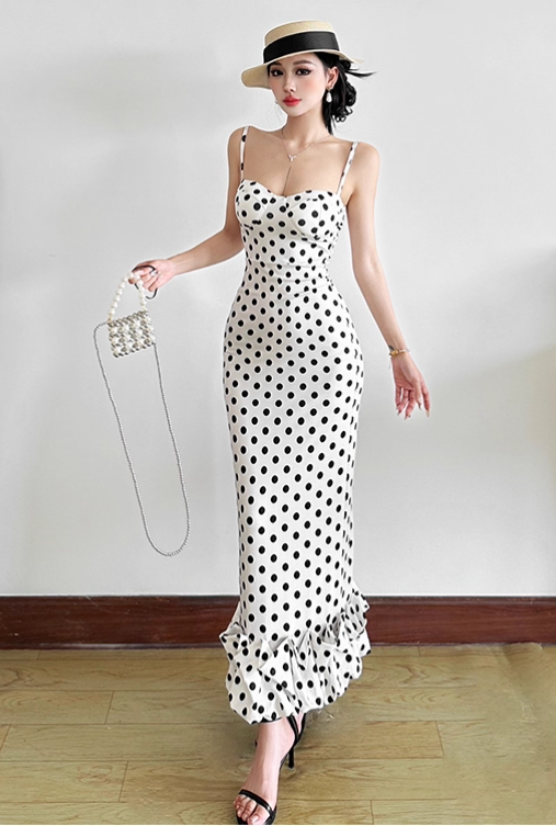 Schlichtes Vintage Spaghettiträger Etui Sommerkleid DP6348