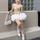 Vintage Khaki Strapless A-Line Short Summer Dresses Party Dress Homecoming Dress DP6349