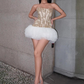 Vintage Khaki Strapless A-Line Short Summer Dresses Party Dress Homecoming Dress DP6349
