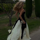 Vintage Black and White A-Line Prom Dress Spaghetti Strap Evening Dress Long Formal Dress, DP6608