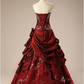 Vintage Burgundy Embroidery Beaded Sweet 16 Quinceanera A-Line Floor-length Prom Dress Birthday Dress Evening Dress Ball Gown DP6645
