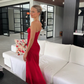 Elegant Satin Prom Dress Sheath Spaghetti Strap Evening Gown High Slit Party Dress Long Formal Dress DP6720