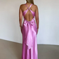 Elegant Satin Prom Dress Sheath Evening Gown Long Party Dress High Slit Formal Dress DP6723