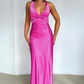 Elegant Satin Prom Dress Sheath Evening Gown Long Party Dress High Slit Formal Dress DP6723