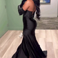 Elegant Black Sequin Prom Dress Sheath Evening Gown Long Party Dress High Slit Formal Dress DP6724