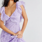 Elegant Lilac V-neck Prom Dress Lace Sheath Evening Gown Long Party Dress Tiered Formal Dress DP6725