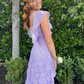Elegant Lilac V-neck Prom Dress Lace Sheath Evening Gown Long Party Dress Tiered Formal Dress DP6725