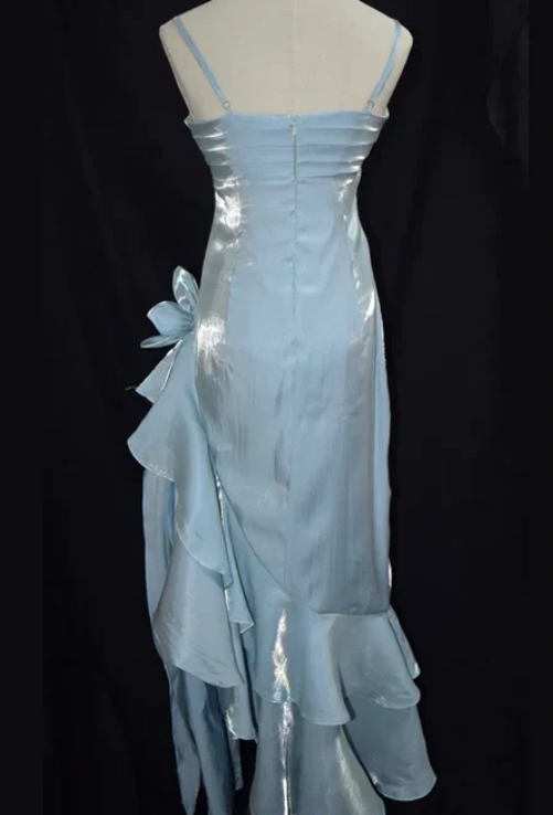Robe de bal élégante en mousseline de soie, robe de soirée fourreau à bretelles spaghetti, robe de soirée formelle DP6728