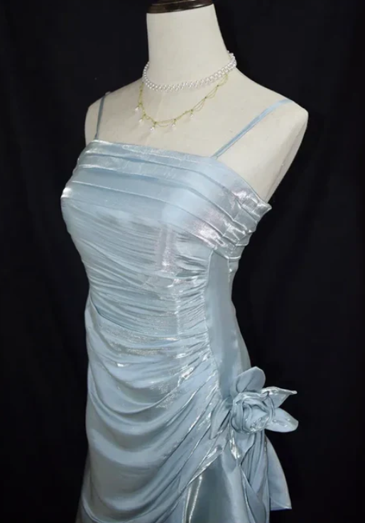 Robe de bal élégante en mousseline de soie, robe de soirée fourreau à bretelles spaghetti, robe de soirée formelle DP6728