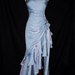 Robe de bal élégante en mousseline de soie, robe de soirée fourreau à bretelles spaghetti, robe de soirée formelle DP6728