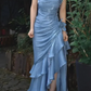 Robe de bal élégante en mousseline de soie, robe de soirée fourreau à bretelles spaghetti, robe de soirée formelle DP6728