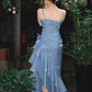 Robe de bal élégante en mousseline de soie, robe de soirée fourreau à bretelles spaghetti, robe de soirée formelle DP6728