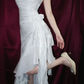 Robe de bal élégante en mousseline de soie, robe de soirée fourreau à bretelles spaghetti, robe de soirée formelle DP6728