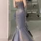 Elegant 3D Flower Satin Prom Dress Mermaid Evening Gown Party Dress Spaghetti Strap Formal Dress DP6729