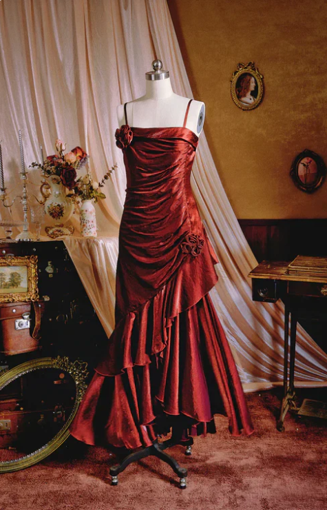 Elegant 3D Flower Satin Prom Dress Mermaid Evening Gown Party Dress Spaghetti Strap Formal Dress DP6729