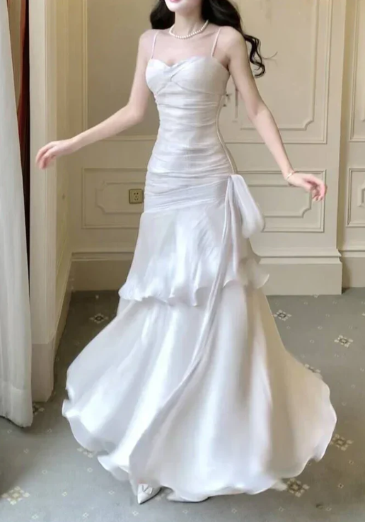 Elegant Satin Sweetheart Prom Dress Mermaid Spaghetti Strap Evening Gown Party Dress Long Formal Dress DP6732