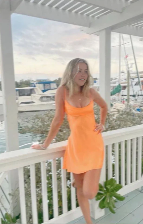 Vintage Orange Chiffon Homecoming Dress Sheath Party Dress Spaghetti Strap Cocktail Dress DP6740