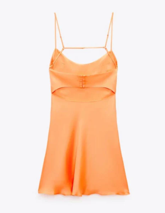Vintage Orange Chiffon Homecoming Dress Sheath Party Dress Spaghetti Strap Cocktail Dress DP6740