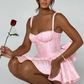 Vintage A-Line Bowknot Homecoming Dress Satin Party Dress Short Cocktail Dress DP6741