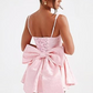 Vintage A-Line Bowknot Homecoming Dress Satin Party Dress Short Cocktail Dress DP6741