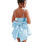 Vintage A-Line Bowknot Homecoming Dress Satin Party Dress Short Cocktail Dress DP6741