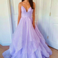 Vintage Lilac Glittering Tiered Spaghetti Strap Sweet 16 Quinceanera A-Line Floor-length Prom Dress Birthday Dress Evening Dress Ball Gown DP6744