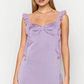 Vintage Lilac Sheath Homecoming Dress Satin Ruffles Party Dress Short Cocktail Dress DP6746