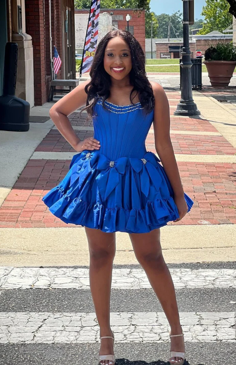 Vintage Beaded A-Line Homecoming Dress Strapless Party Dress Short Cocktail Dress DP6748
