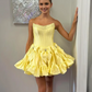 Vintage Beaded A-Line Homecoming Dress Strapless Party Dress Short Cocktail Dress DP6748