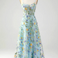 Elegant Floral Spaghetti Strap Prom Dress Sheath Applique Evening Gown High Slit Party Dress Long Formal Dress DP6750